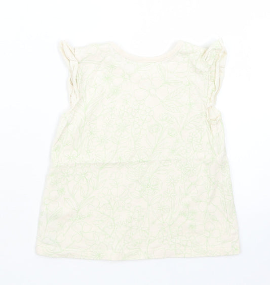 George Girls Beige Geometric  Basic T-Shirt Size 9-12 Months