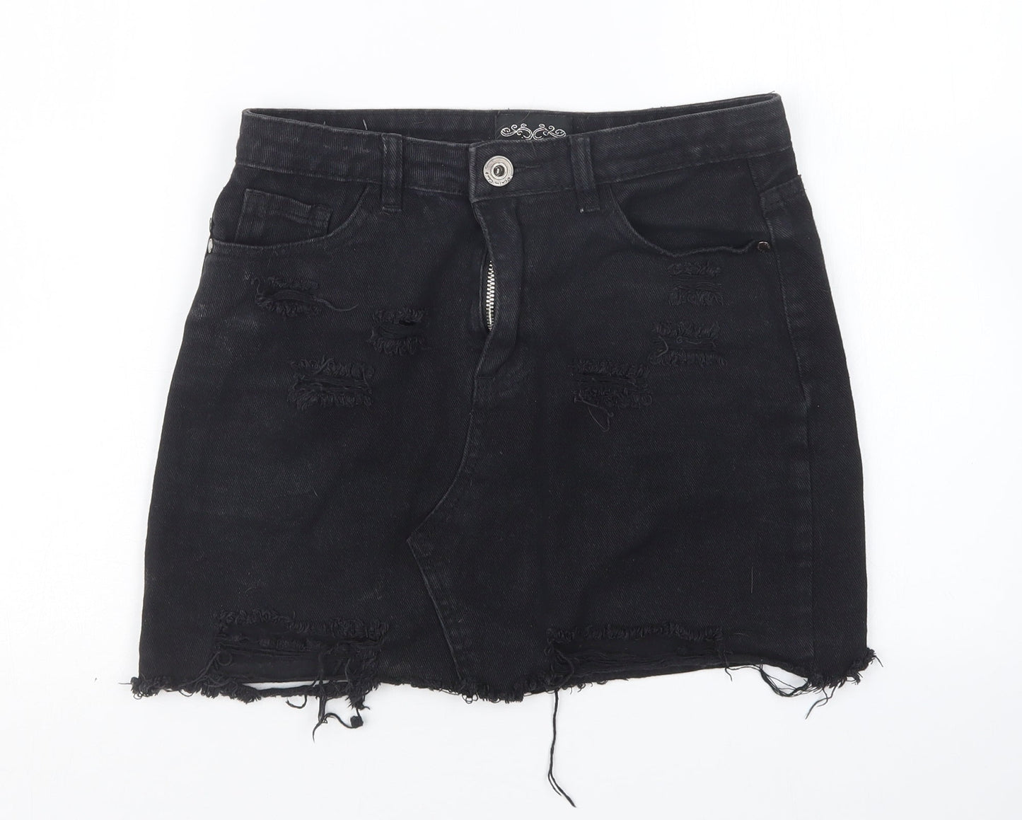 Denim Club Womens Black  Denim Straight & Pencil Skirt Size 8