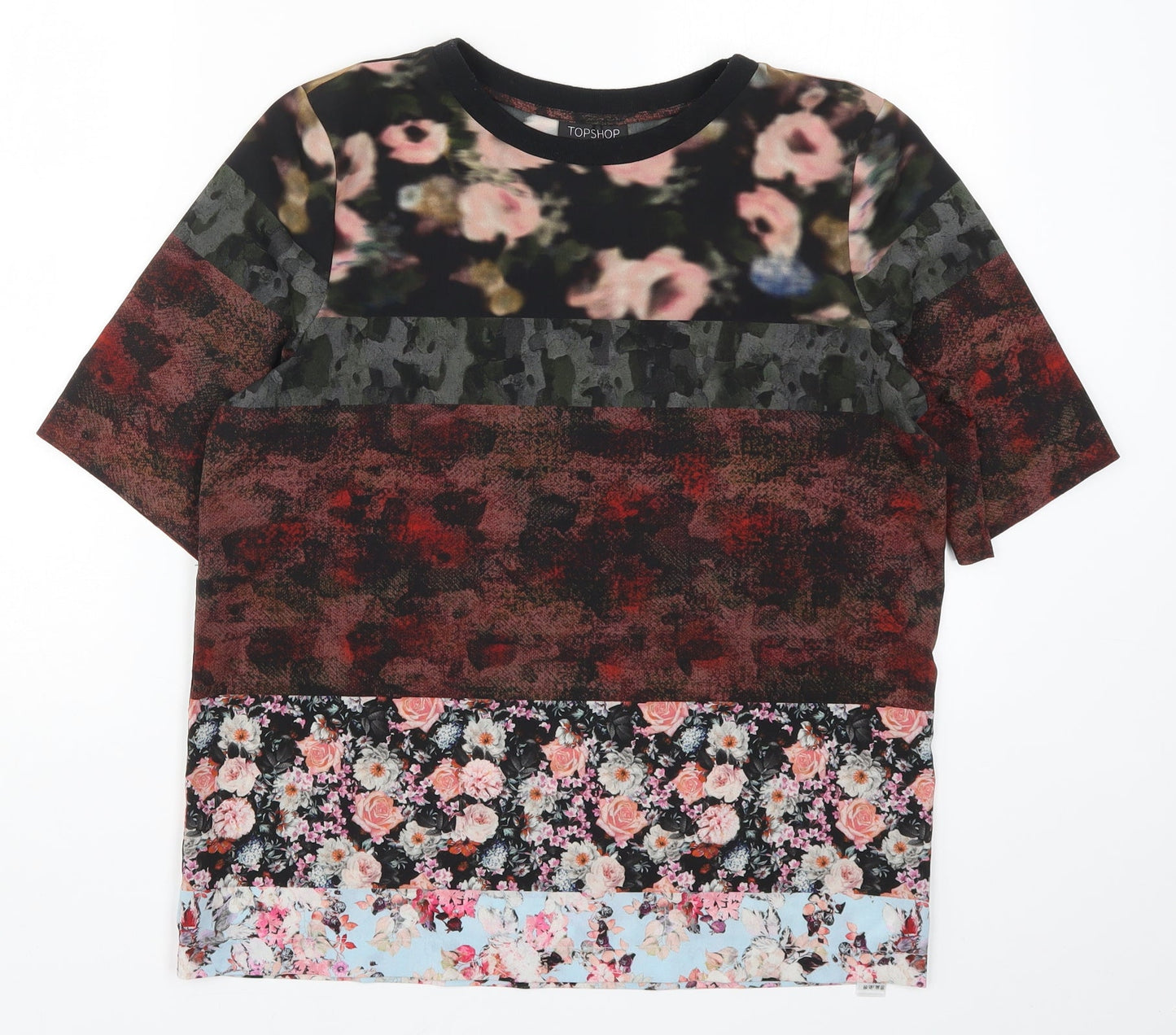 Topshop Womens Multicoloured Floral  Basic T-Shirt Size 8