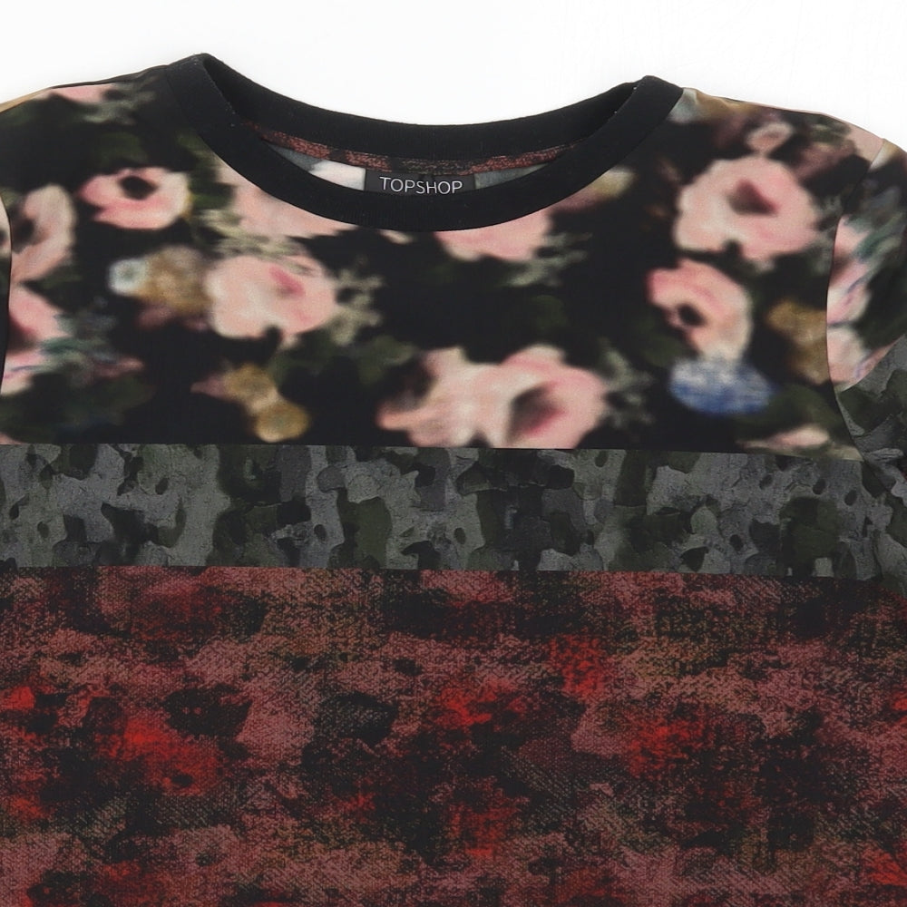 Topshop Womens Multicoloured Floral  Basic T-Shirt Size 8