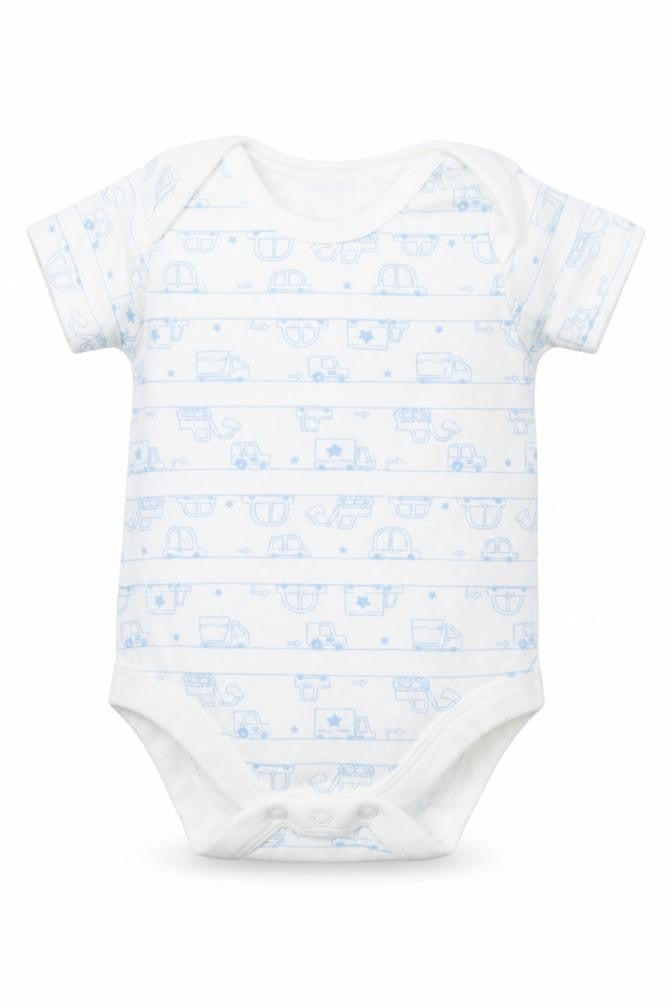 TU Baby White   Babygrow One-Piece Size 3-6 Months  - Blue Cars