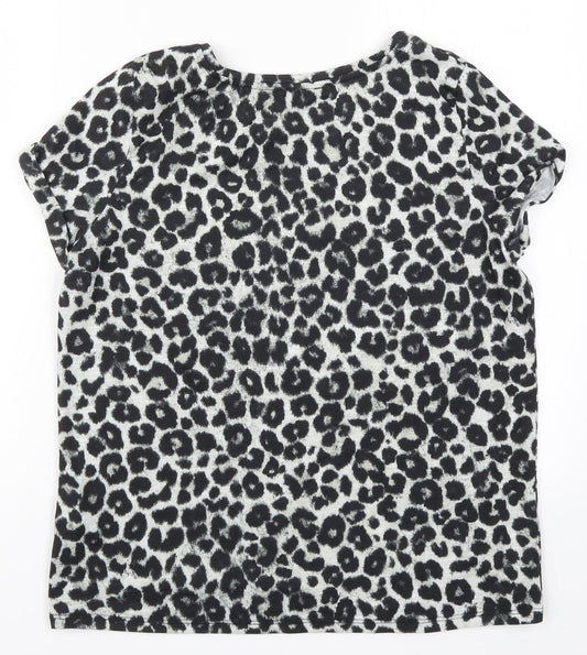 Pimkie Womens Grey Animal Print  Basic T-Shirt Size M