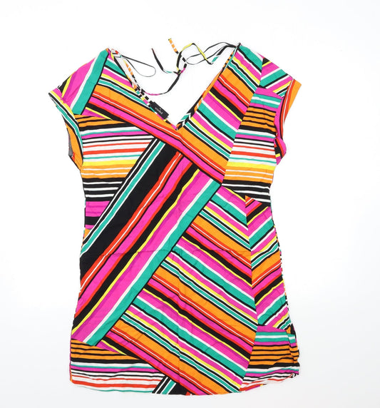 Papaya Womens Pink Striped  Basic Blouse Size 10
