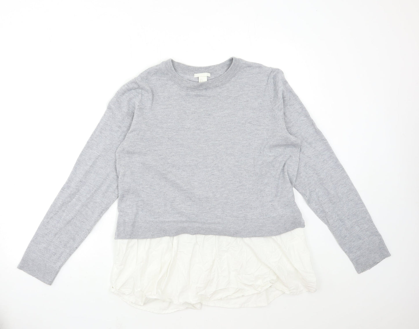 H&M Womens Grey  Knit Pullover Jumper Size L