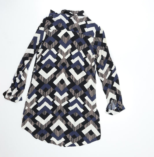 Select Womens Blue Geometric  Shirt Dress  Size 6