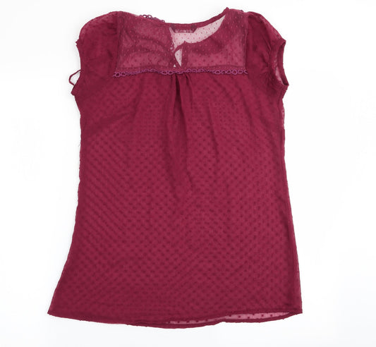 Select Womens Red Polka Dot  Basic Blouse Size 8