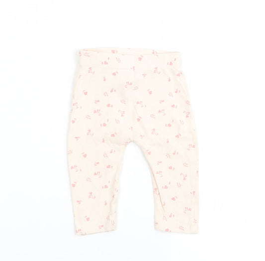 Asda George Girls Beige Floral  Jogger Leggings Size 3-6 Months  - legging