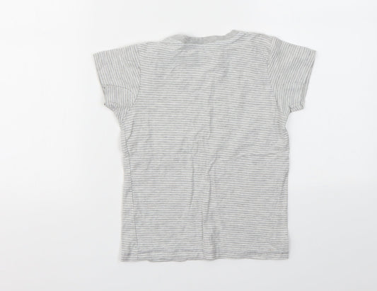 Matalan Boys Grey Striped  Basic T-Shirt Size 5-6 Years