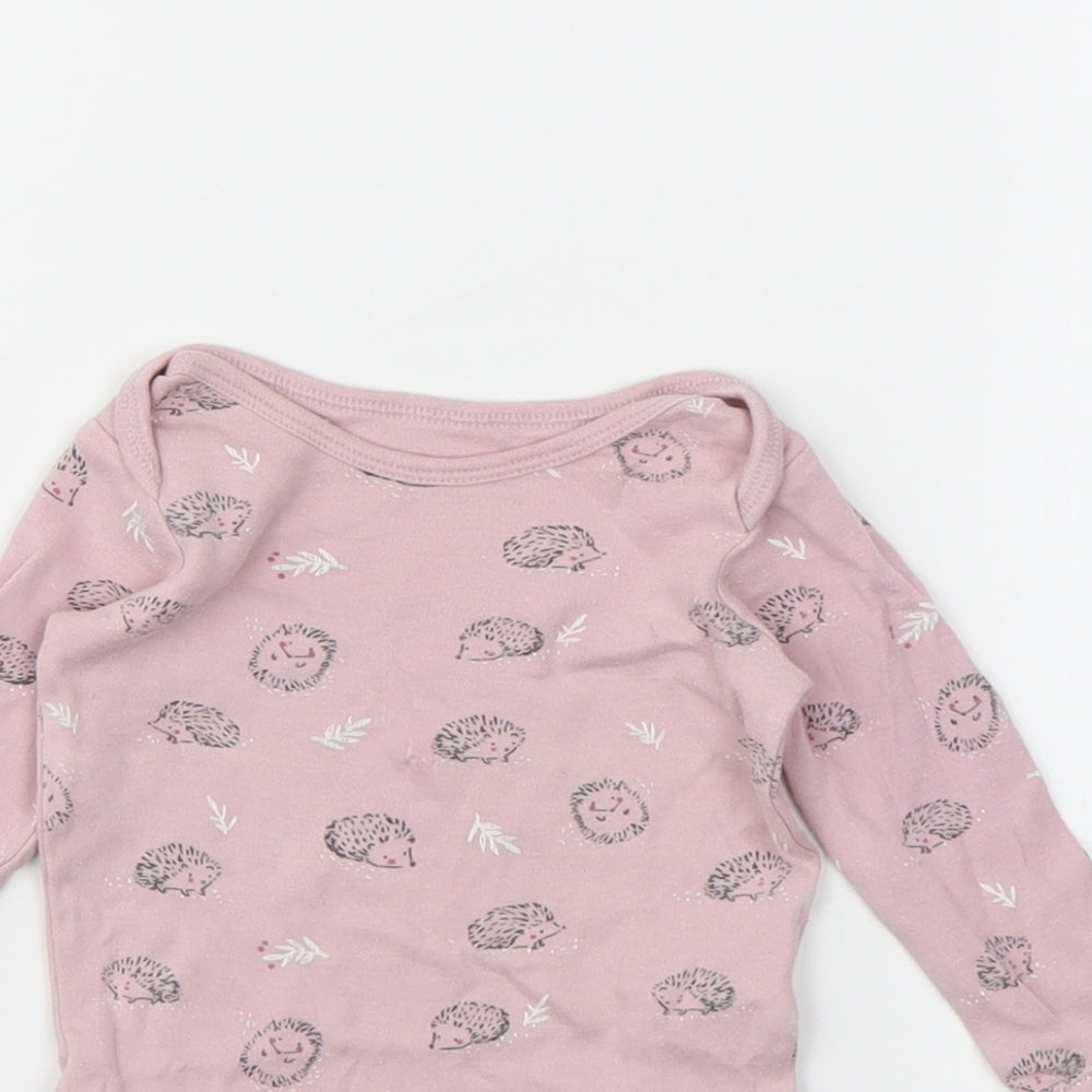 JHON LEWIS Girls Pink Animal Print  Babygrow One-Piece Size 3-6 Months
