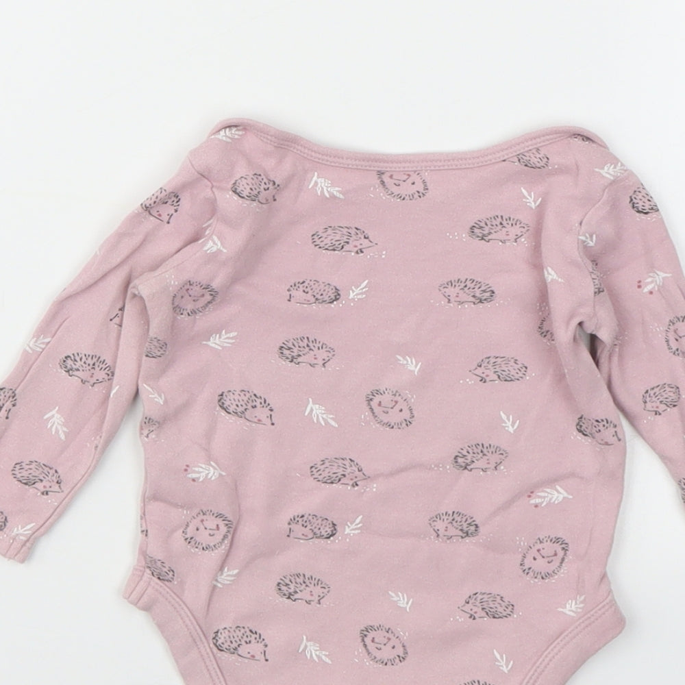 JHON LEWIS Girls Pink Animal Print  Babygrow One-Piece Size 3-6 Months