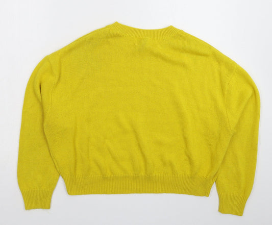 Divided Womens Yellow  Knit Pullover Jumper Size L