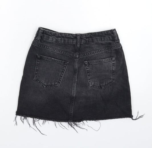 Topshop Womens Black  Denim A-Line Skirt Size 6