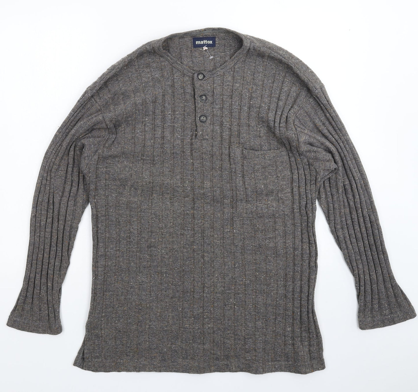 Mattox Mens Grey  Knit Pullover Jumper Size L