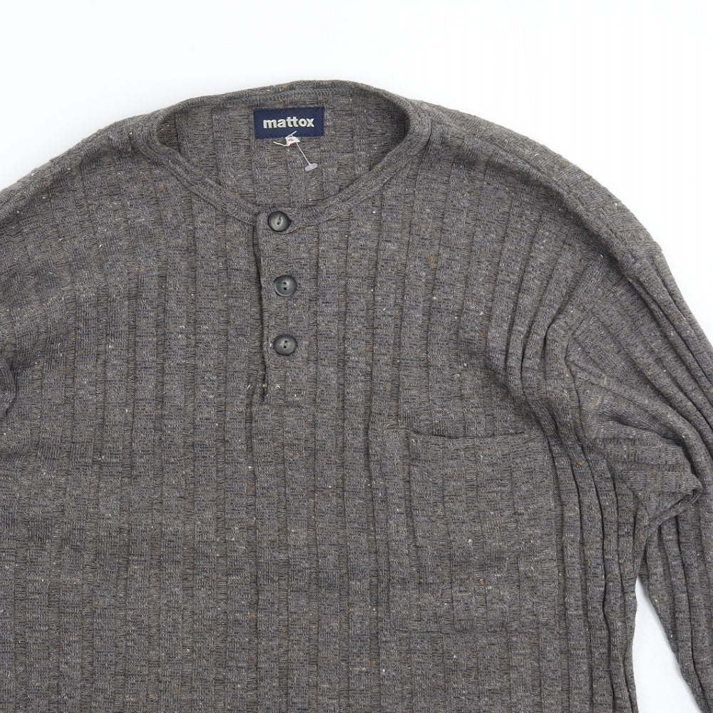 Mattox Mens Grey  Knit Pullover Jumper Size L
