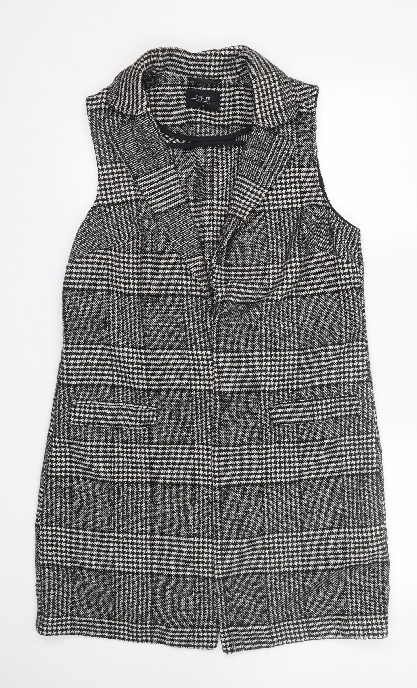Papaya Womens Black Plaid  Jacket Coat Size 14