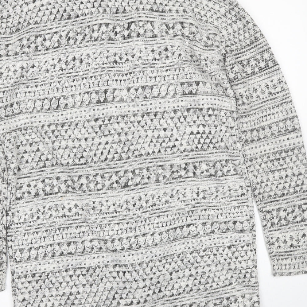 New Look Womens White Fair Isle  Cardigan Jumper Size 8