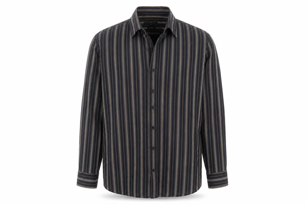 George Mens Black Striped   Button-Up Size 16