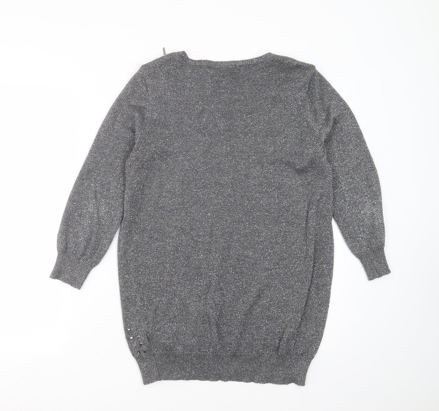 Wallis Womens Silver  Knit Pullover Jumper Size S  - studded detail