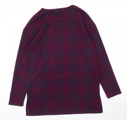 M&S Womens Purple Check  Pullover Jumper Size 10