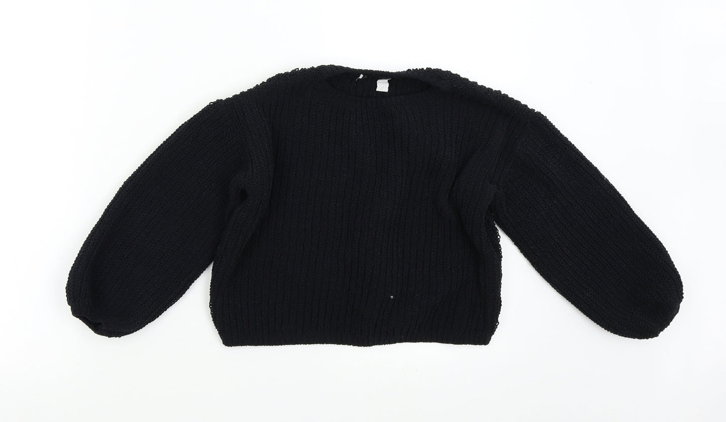 H&M Girls Black  Knit Pullover Jumper Size 7-8 Years