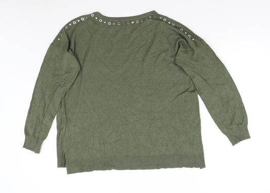 Bonmarché Womens Green  Knit Pullover Jumper Size 14