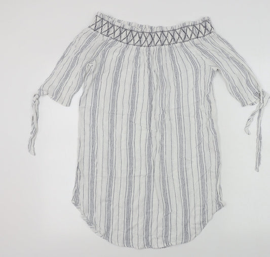 New Look  Womens White Striped  Basic Blouse Size M