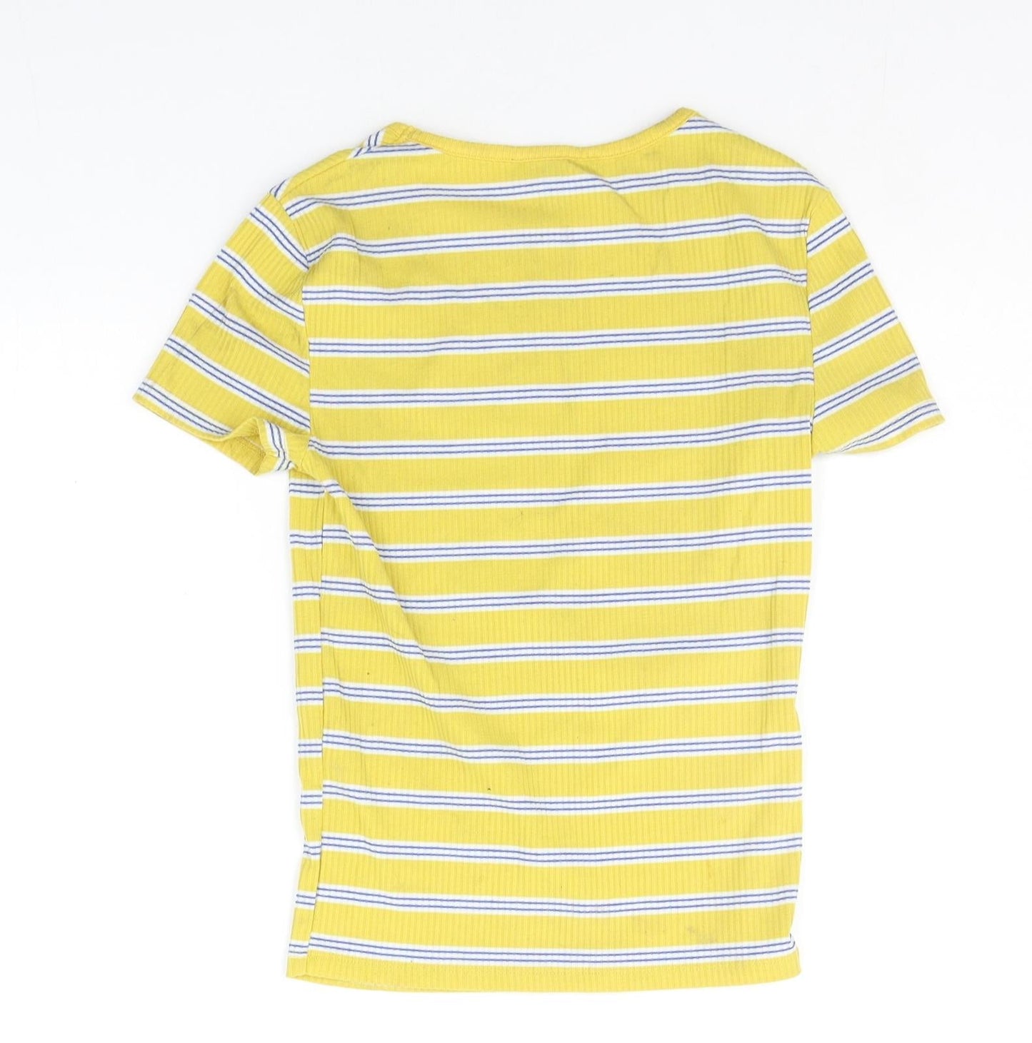New Look Womens Yellow Striped  Basic T-Shirt Size 6