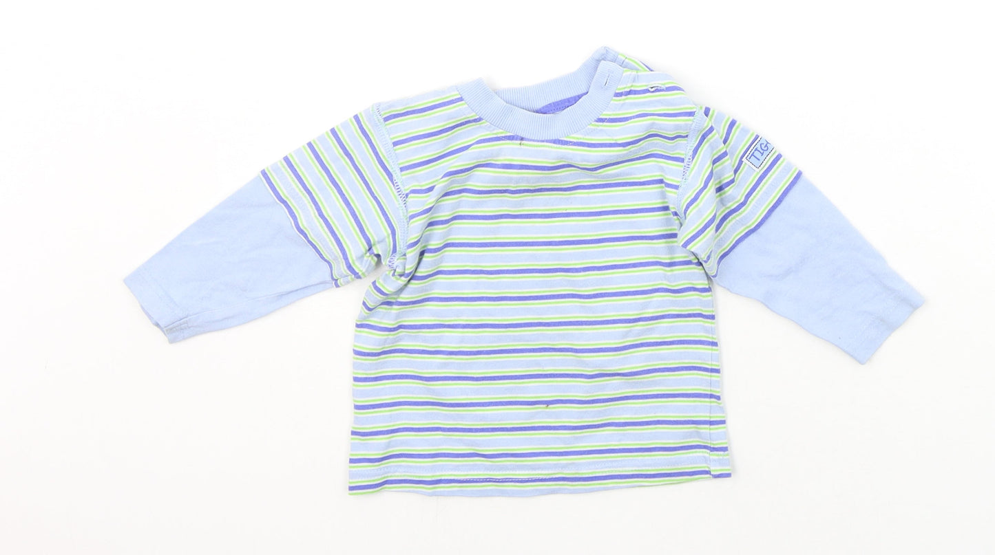 Disney Baby Blue Striped  Basic T-Shirt Size 9-12 Months  - DISNEY