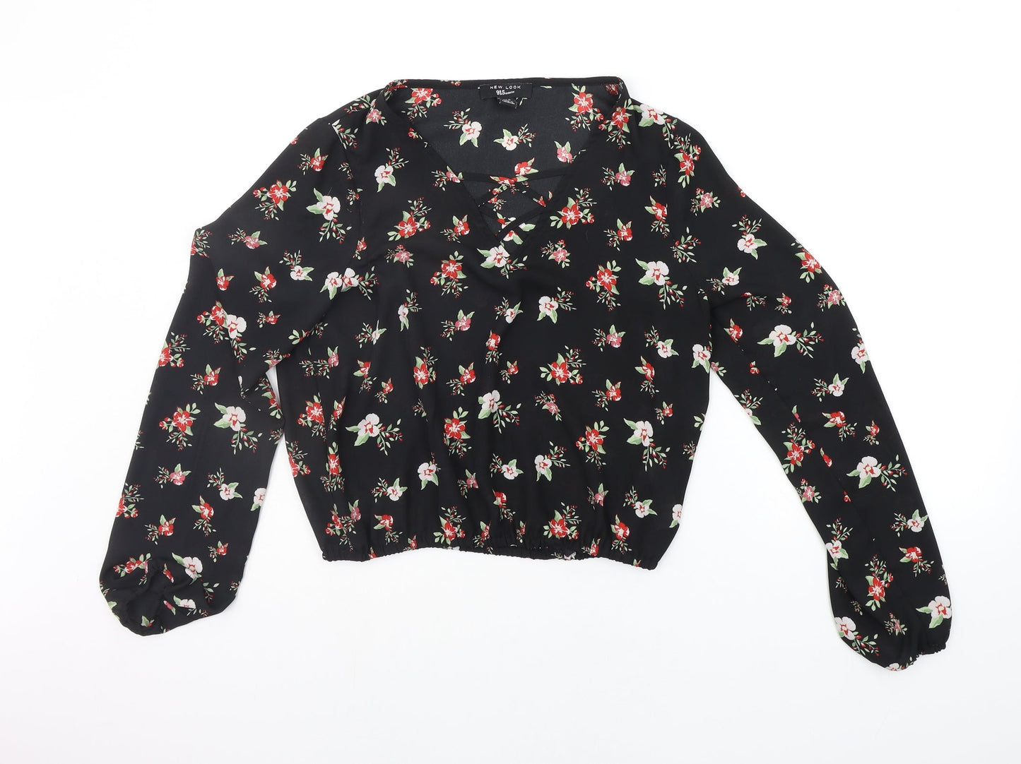 New Look Girls Black Floral  Basic Blouse Size 14 Years