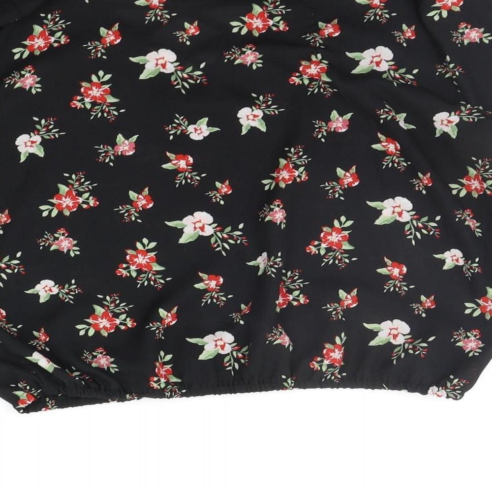 New Look Girls Black Floral  Basic Blouse Size 14 Years
