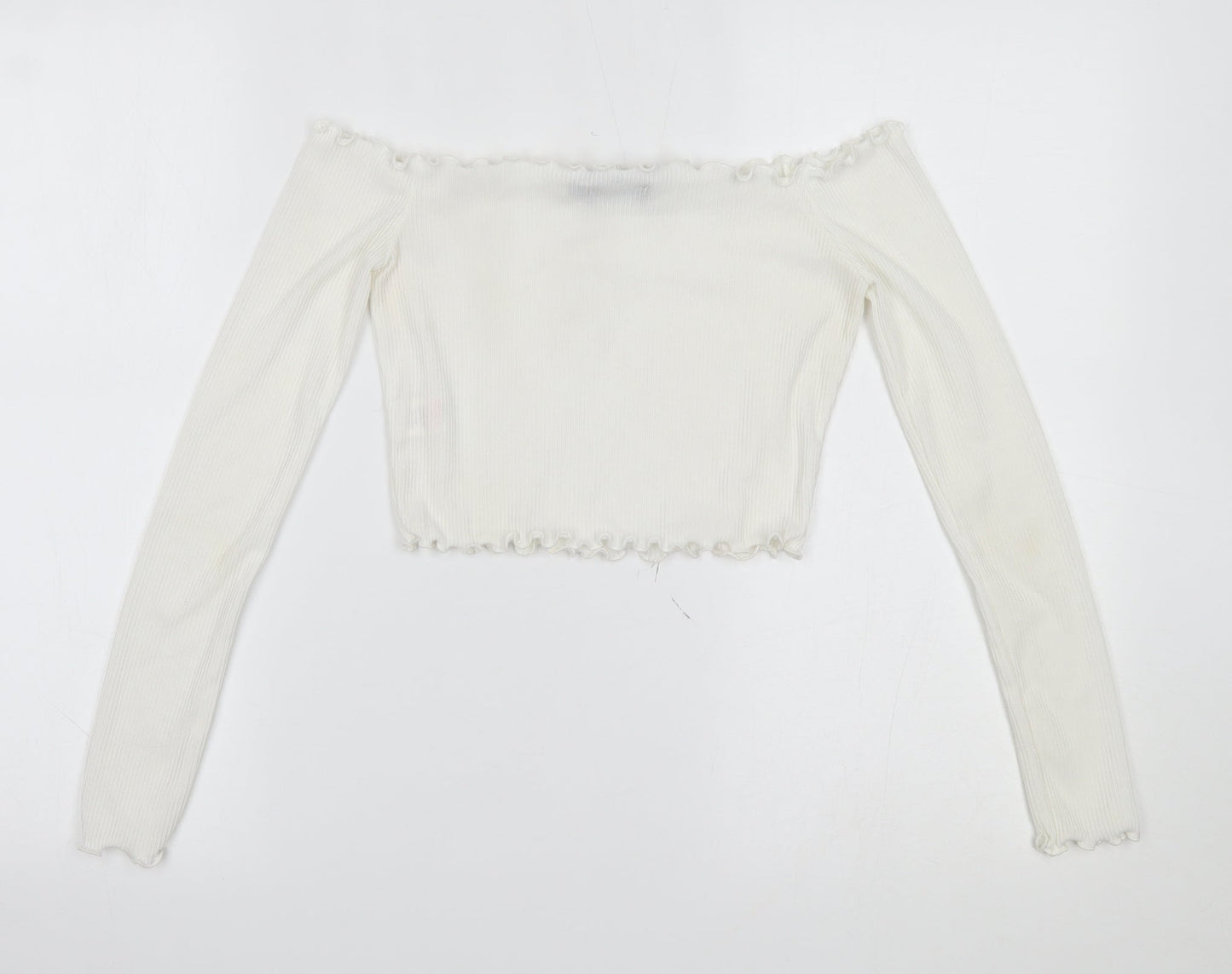 PRETTYLITTLETHING Womens White   Cropped Blouse Size 6