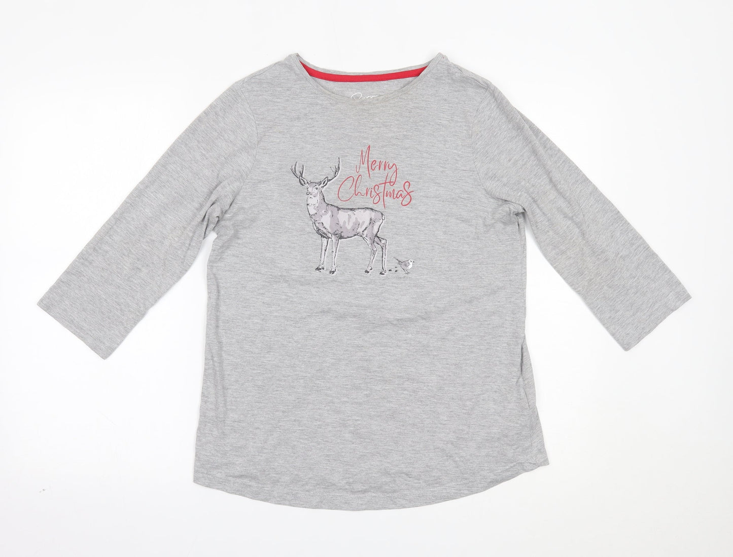 Pretty Secrets Womens Grey Solid  Top Pyjama Top Size 10  - christmas