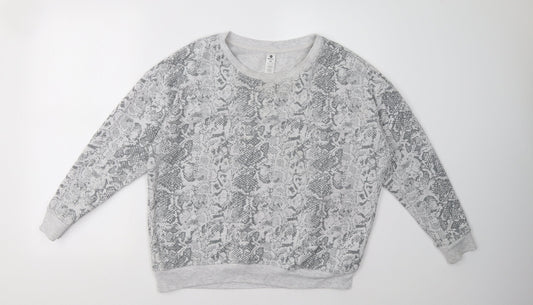 90 Degree Womens Grey Animal Print  Pullover Sweatshirt Size M