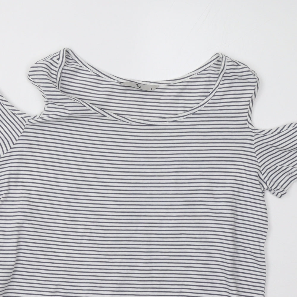 Sainsburys Womens Blue Striped  Basic T-Shirt Size 8
