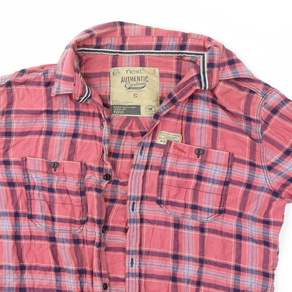 NEXT Mens Pink Check   Button-Up Size S