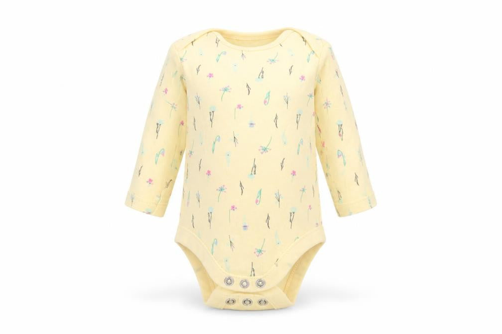 F&F Girls Yellow Floral  Romper One-Piece Size 0-3 Months