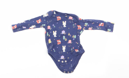Florence and Fred Girls Blue Animal Print  Romper One-Piece Size 0-3 Months  - Rabbit Print