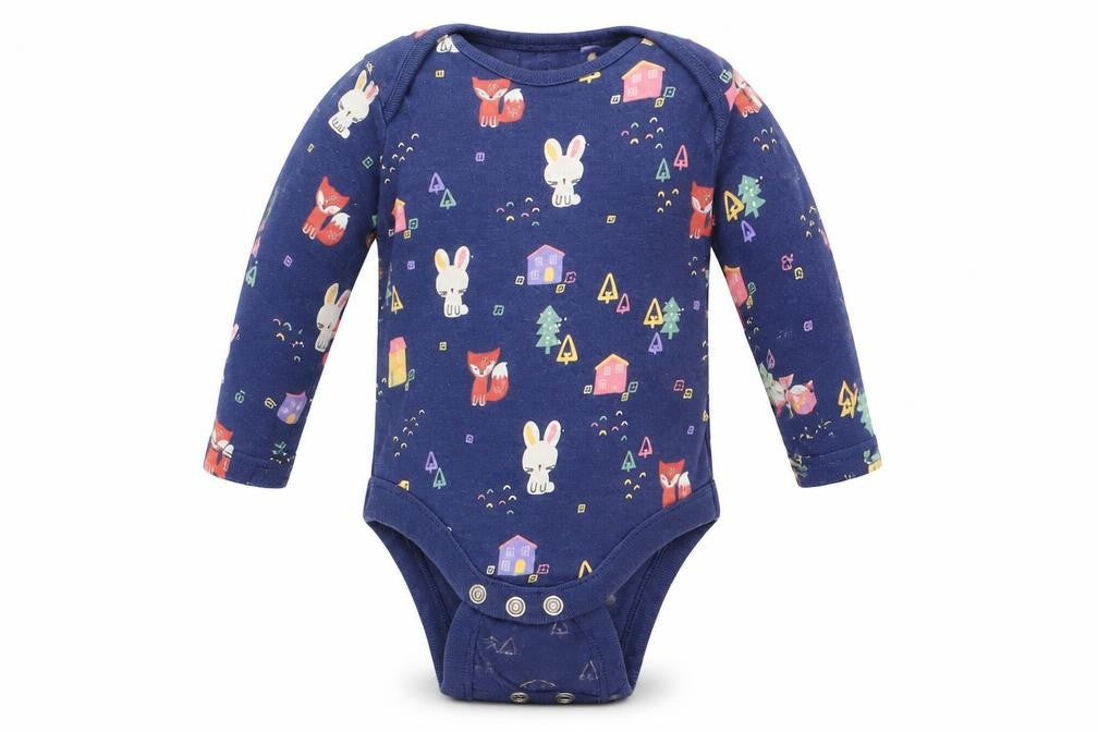 F&F Girls Blue Animal Print  Romper One-Piece Size 0-3 Months  - Rabbit Print