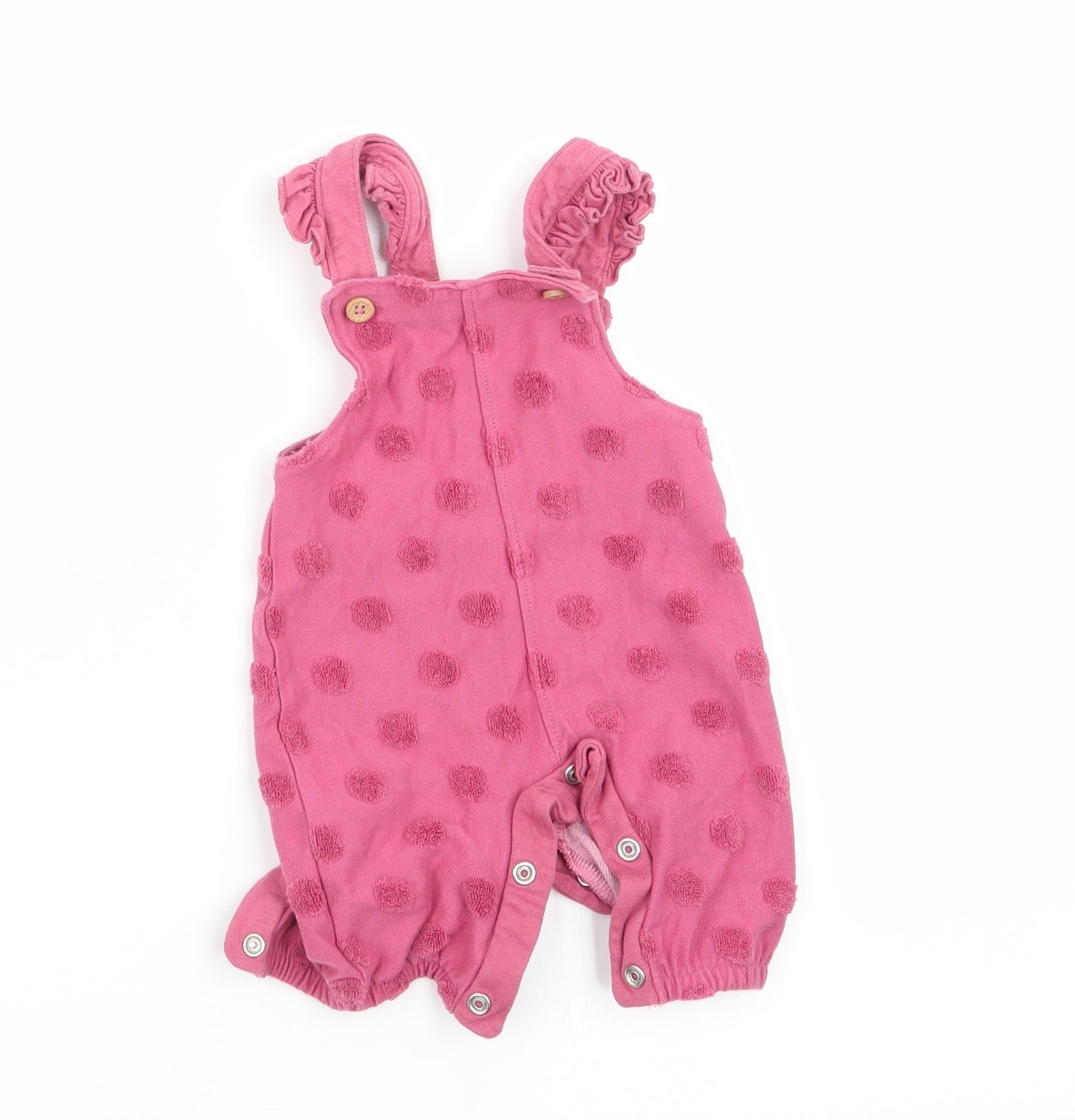 Florence and Fred Girls Pink Polka Dot  Dungaree One-Piece Size Newborn