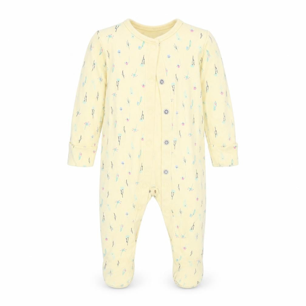 F&F Girls Yellow Floral  Babygrow One-Piece Size 3-6 Months