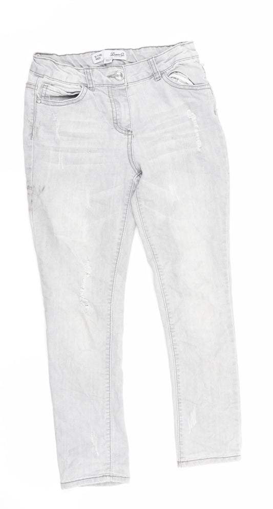Denim Co Girls Grey   Skinny Jeans Size 10-11 Years - Distressed Jeans