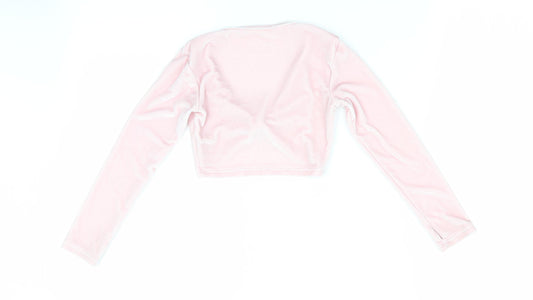 Minella Girls Pink  Velvet Basic Blouse Size 4-5 Years  - Ruched Front