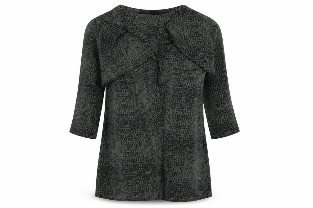 H&M Womens Green Animal Print  Wrap Blouse Size 8