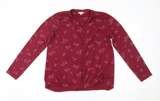 plum tree Womens Red Floral  Basic Button-Up Size 12
