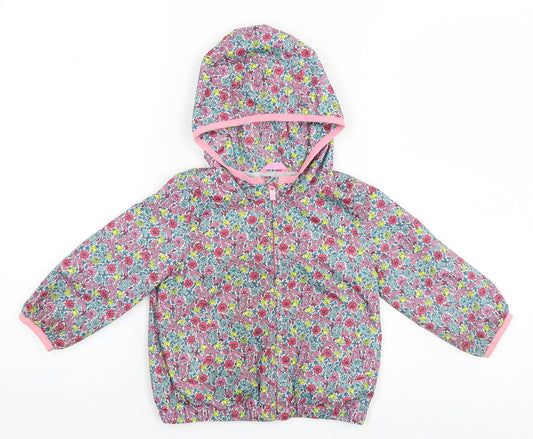 Gap Girls Multicoloured Floral  Rain Coat Coat Size 2 Years