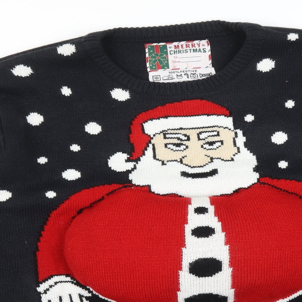 Cedar Wood State Mens Black Polka Dot  Pullover Sweatshirt Size L  - CHRISTMAS