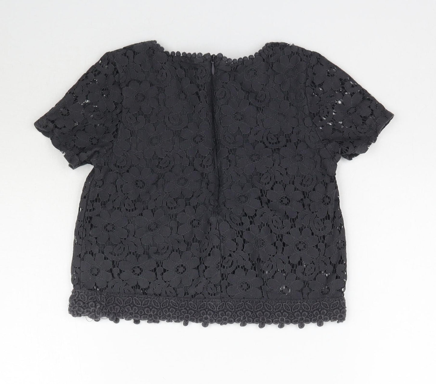 NEXT Girls Grey Floral Lace Basic Blouse Size 7 Years