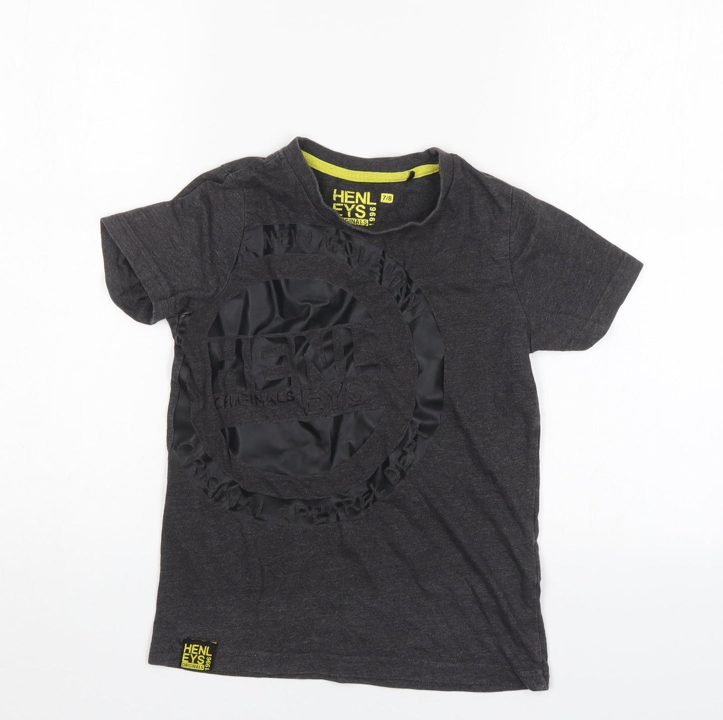 Henleys Boys Grey   Basic T-Shirt Size 7-8 Years