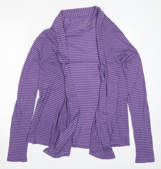 Marks and Spencer Womens Purple Striped  Cardigan Jumper Size 10
