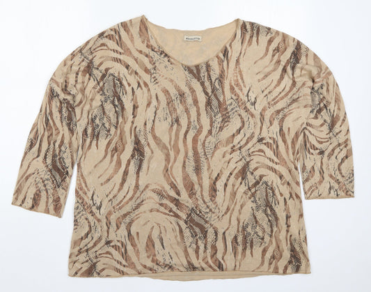 New Collection Womens Brown Animal Print  Basic T-Shirt Size 8